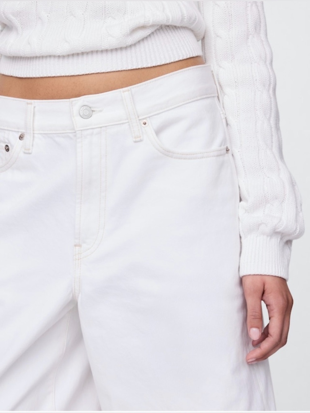 GAP Mid Rise Longline White Denim Shorts - Picture 4 of 7